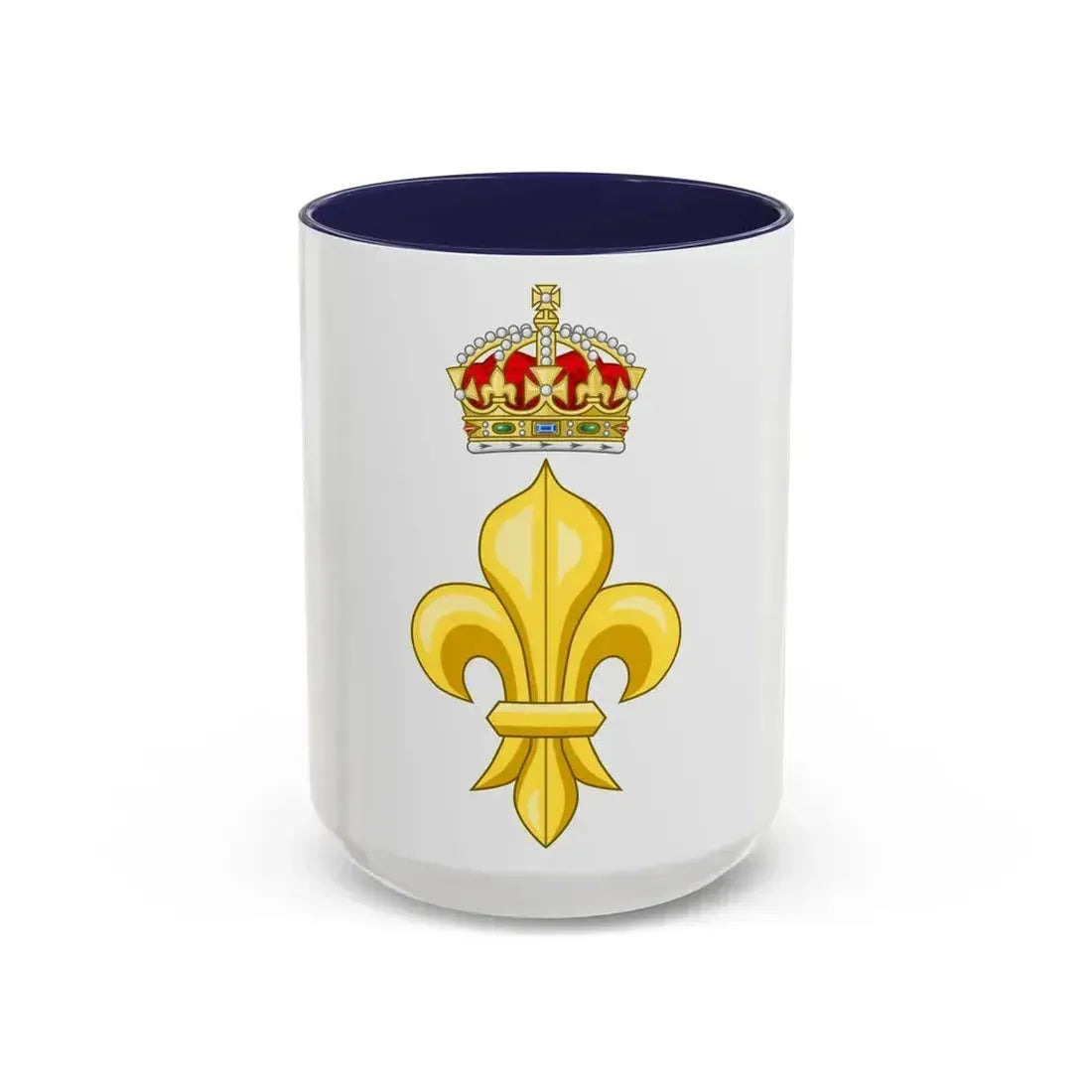 Crowned Fleur de lys (Tudor Crown) - Accent Coffee Mug 15oz Navy - Go Mug Yourself