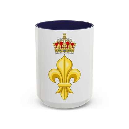 Crowned Fleur de lys (Tudor Crown) - Accent Coffee Mug 15oz Navy - Go Mug Yourself