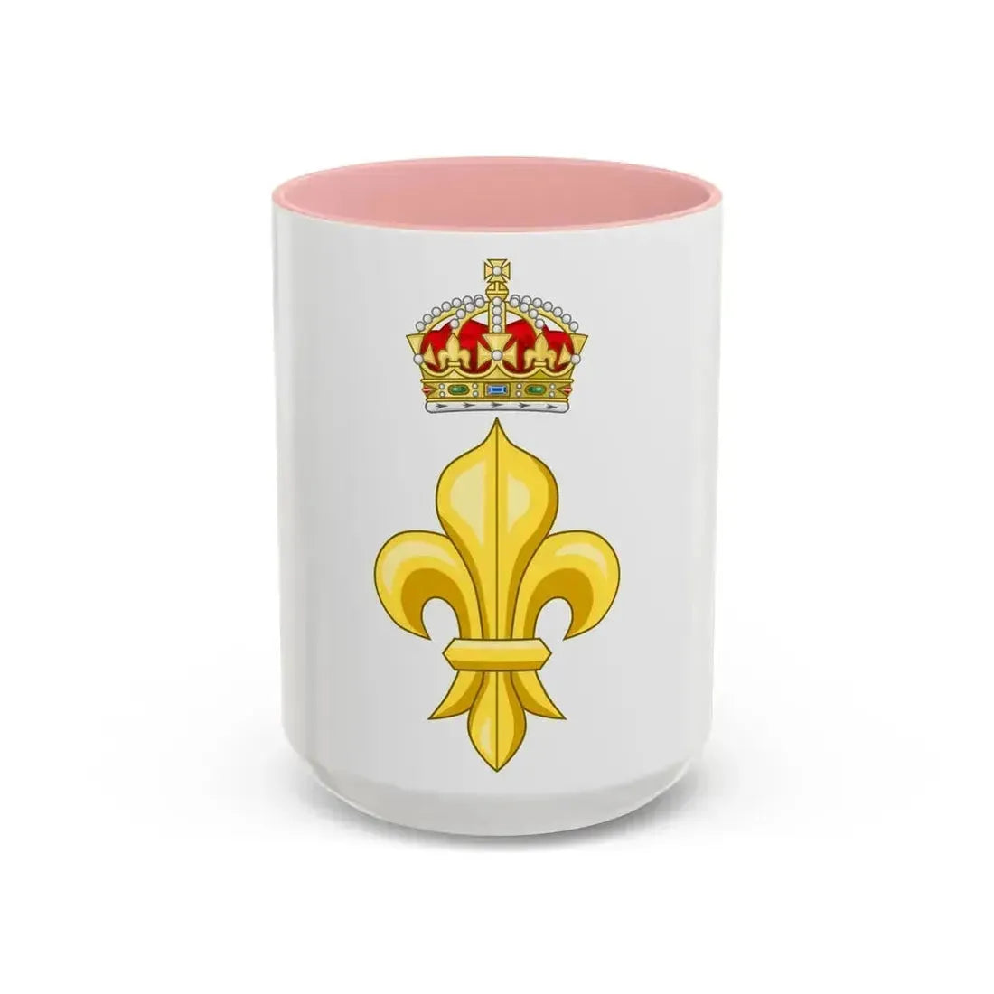 Crowned Fleur de lys (Tudor Crown) - Accent Coffee Mug 15oz Pink - Go Mug Yourself
