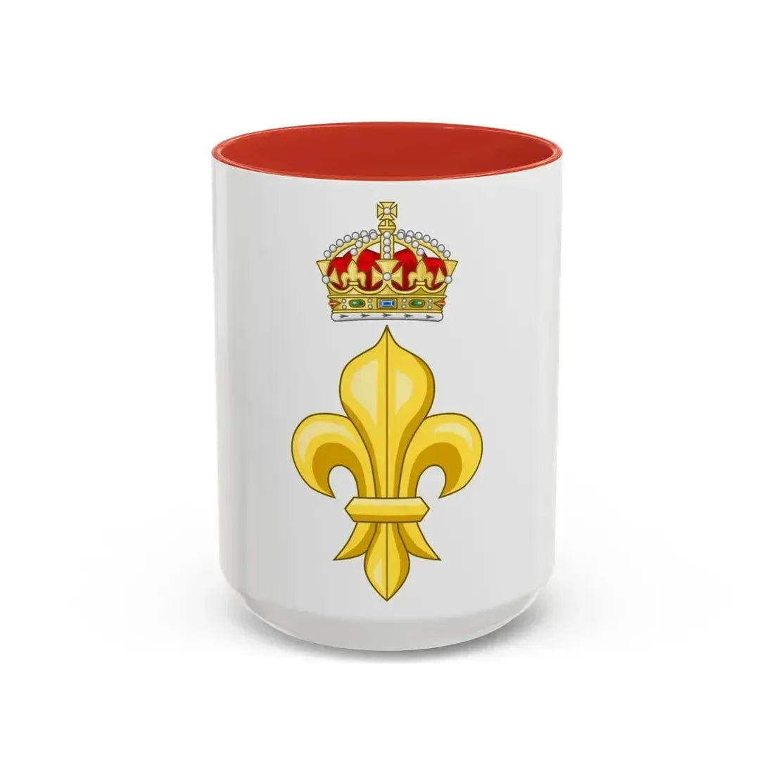 Crowned Fleur de lys (Tudor Crown) - Accent Coffee Mug 15oz Red - Go Mug Yourself