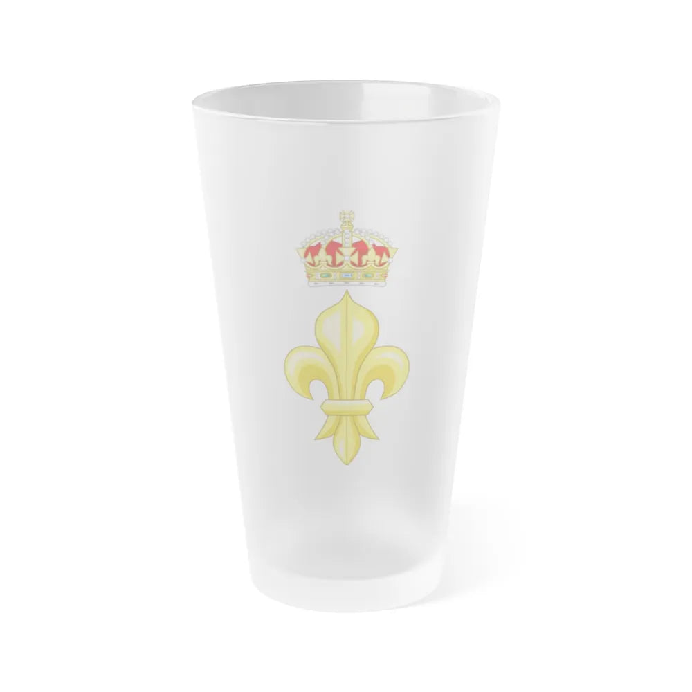 Crowned Fleur de lys (Tudor Crown) - Frosted Pint Glass 16oz-16oz-Frosted-Go Mug Yourself