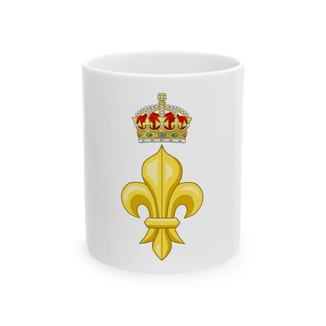 Crowned Fleur de lys (Tudor Crown) - White Coffee Mug 11oz - Go Mug Yourself