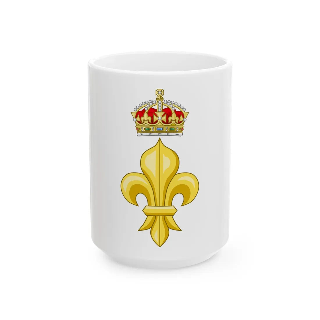 Crowned Fleur de lys (Tudor Crown) - White Coffee Mug 15oz - Go Mug Yourself