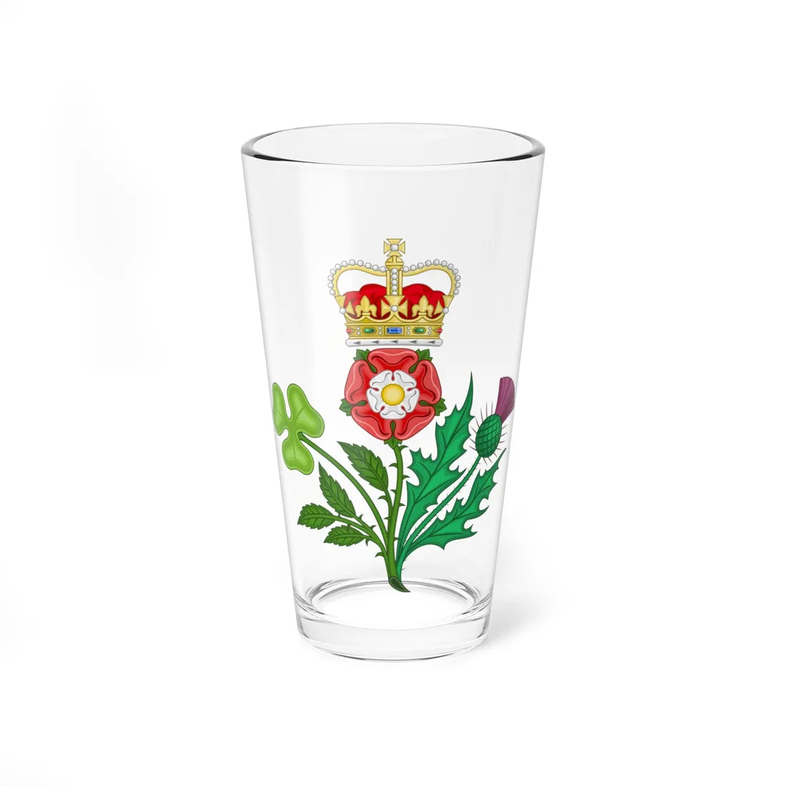 Crowned Floral Badges of the United Kingdom shamrock dexter (United Kingdom) (Coat of Arms) Pint Glass 16oz 16oz - Go Mug Yourself