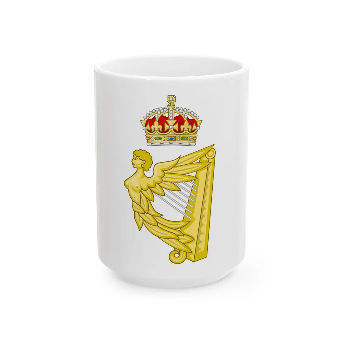 Crowned Harp (Tudor Crown) - White Coffee Mug 15oz - Go Mug Yourself