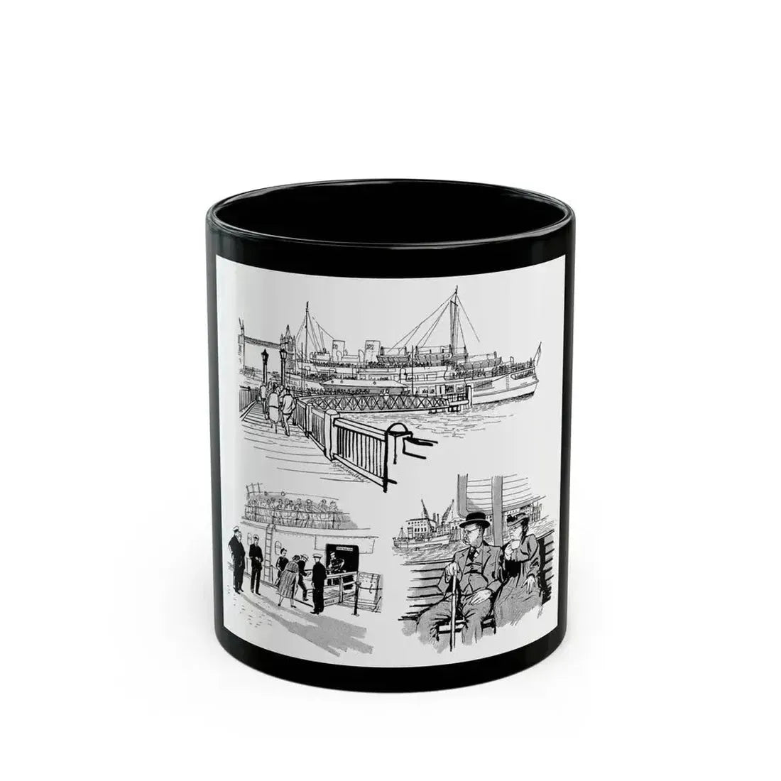 Cruising Down The River. From Courier, 1950 - Black Coffee Mug 11oz - Go Mug Yourself