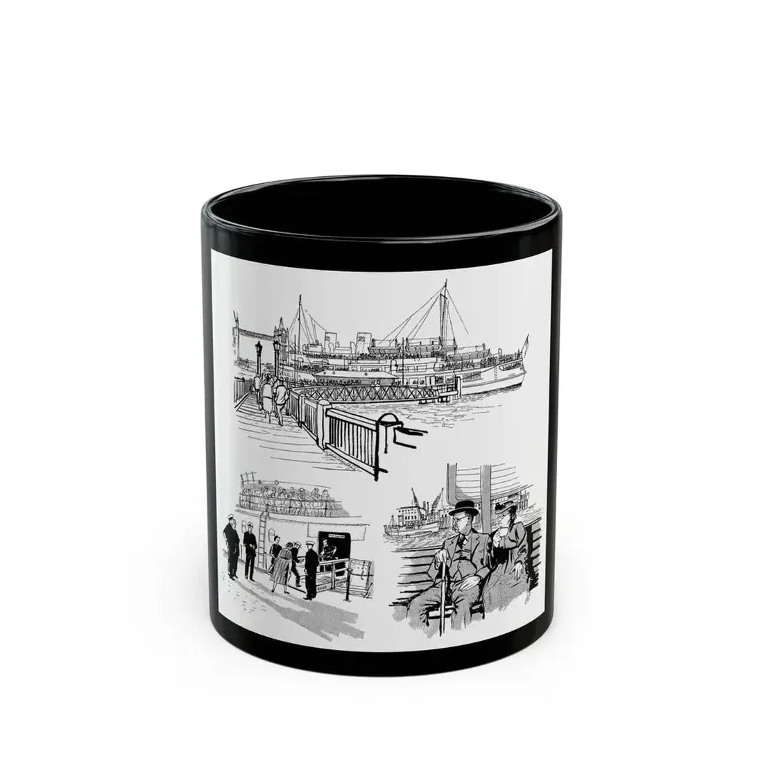 Cruising Down The River. From Courier, 1950 - Black Coffee Mug 11oz - Go Mug Yourself