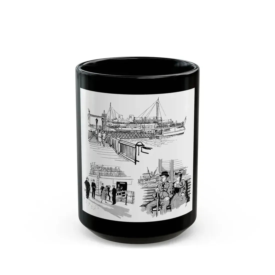 Cruising Down The River. From Courier, 1950 - Black Coffee Mug 15oz - Go Mug Yourself