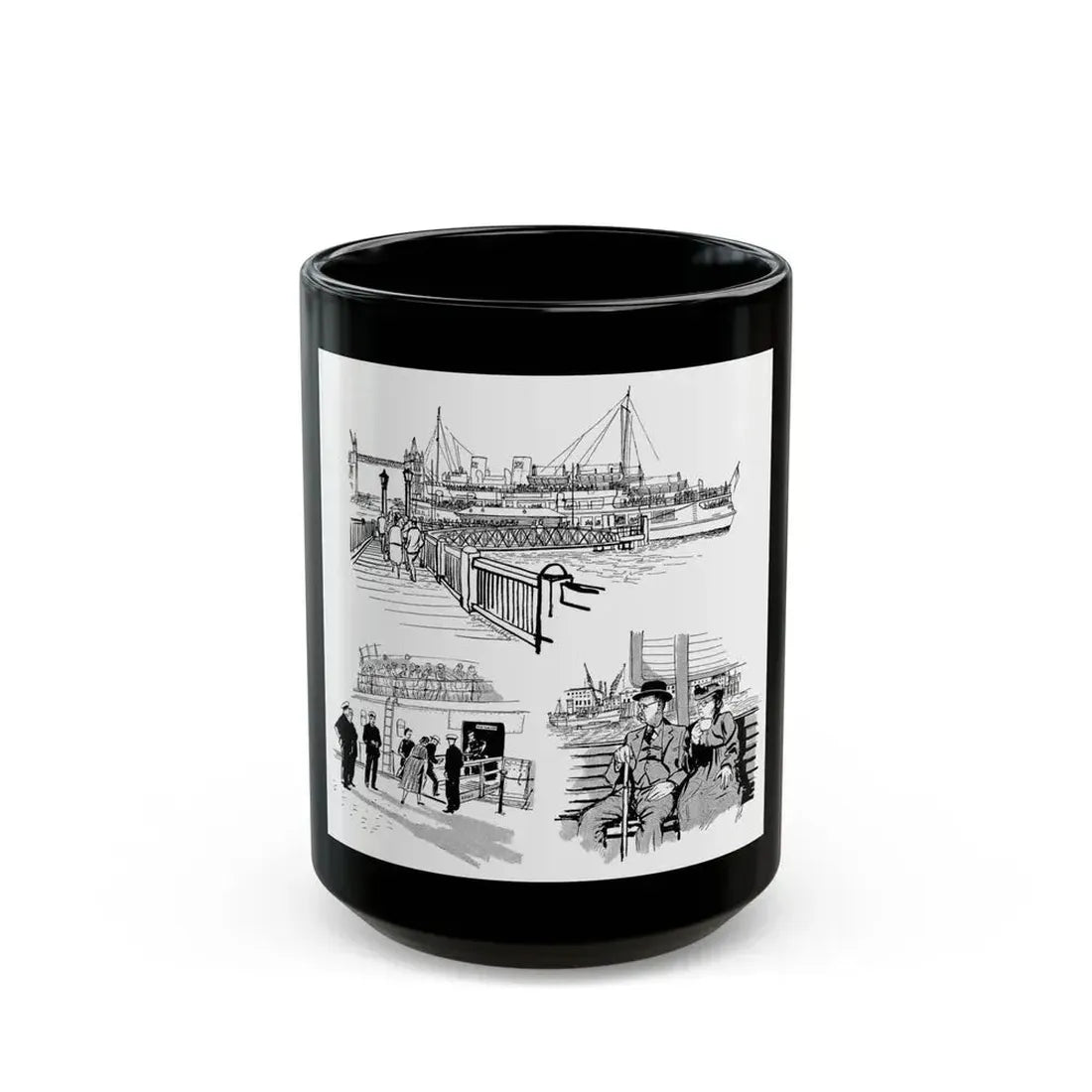 Cruising Down The River. From Courier, 1950 - Black Coffee Mug 15oz - Go Mug Yourself