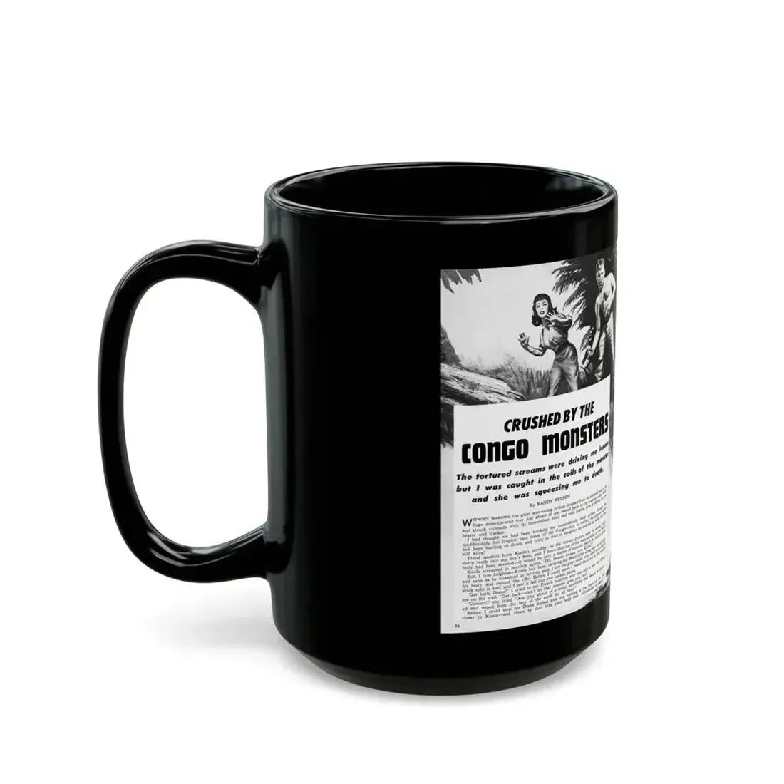 Crushed by the Congo Monster, Man's Daring, December 1960 - Black Coffee Mug - Go Mug Yourself