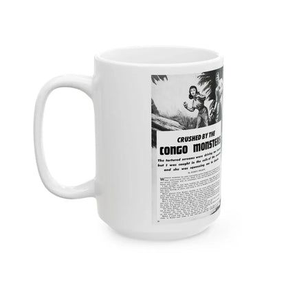 Crushed by the Congo Monster, Man's Daring, December 1960 - White Coffee Mug - Go Mug Yourself