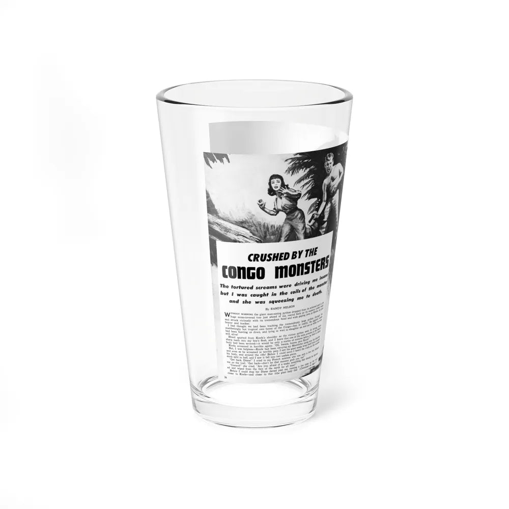 Crushed by the Congo Monster, Man's Daring, December 1960 - Pint Glass 16oz-Go Mug Yourself