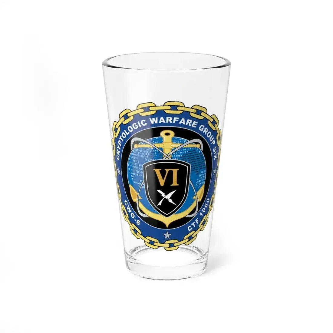Cryptologic Warfare Group Six CWG 6 CTF 1060 (U.S. Navy) Pint Glass 16oz 16oz - Go Mug Yourself