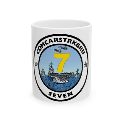 CSG 7 Carrier Strike Group Seven COMCARSTRKGRU SEVEN (U.S. Navy) White Coffee Mug-11oz-Go Mug Yourself