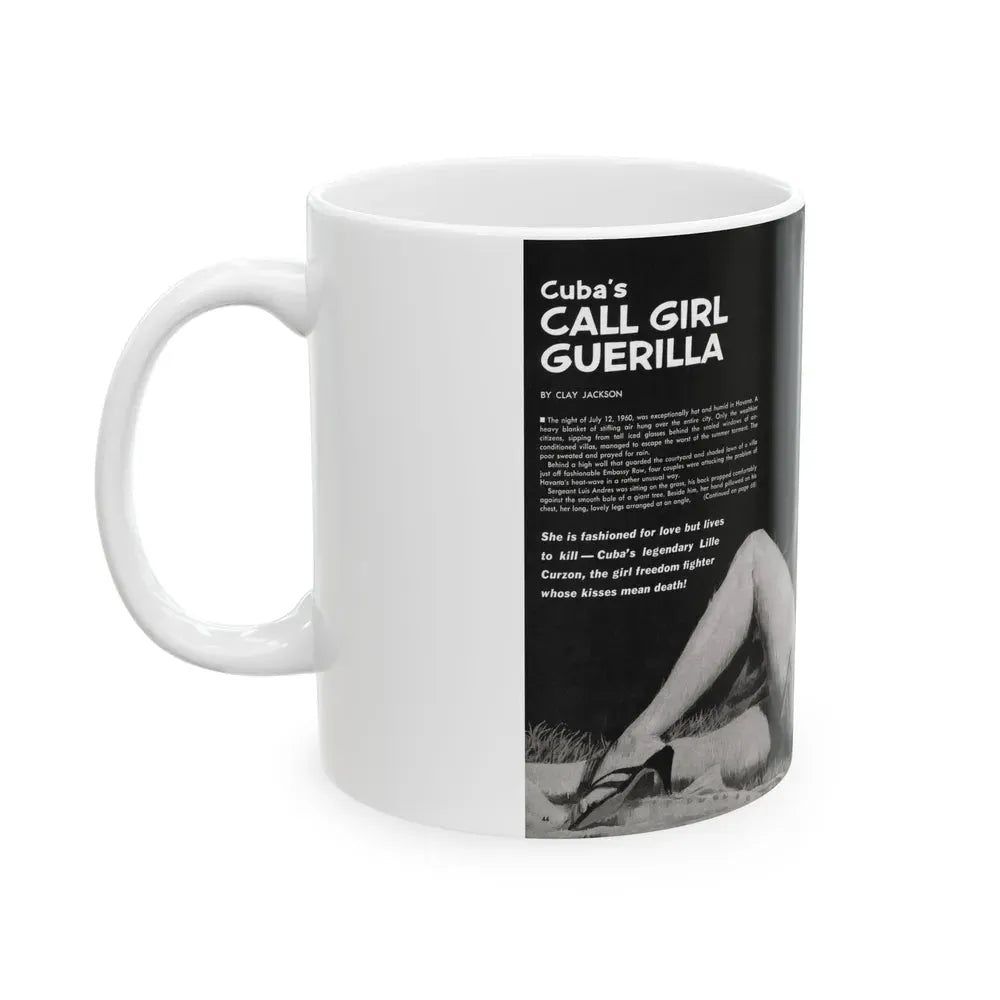Cuba's Call Girl Guerilla, Adventure, December 1963 - White Coffee Mug - Go Mug Yourself