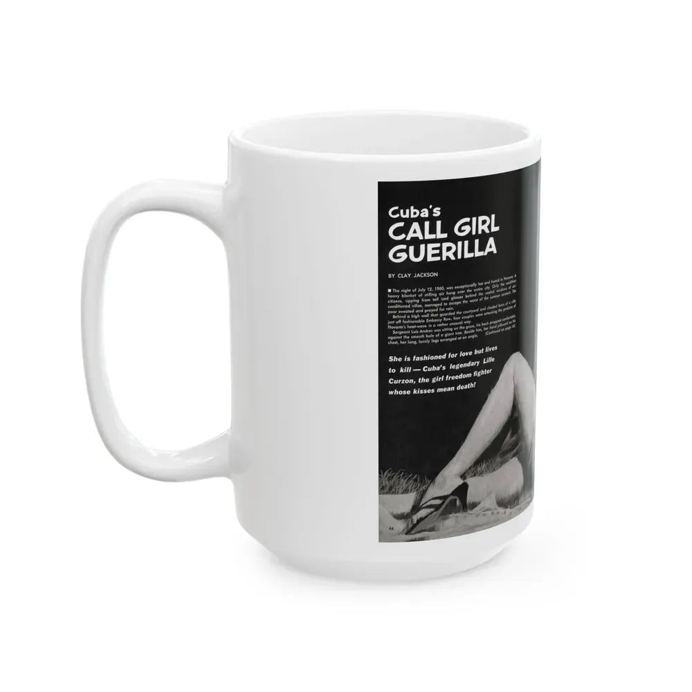 Cuba's Call Girl Guerilla, Adventure, December 1963 - White Coffee Mug - Go Mug Yourself