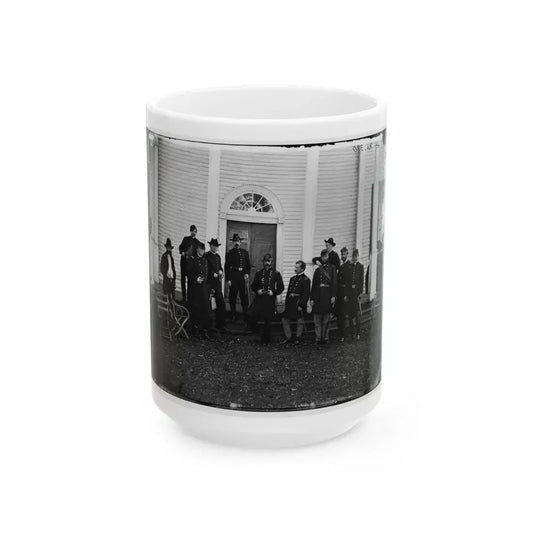 Culpeper, Va. Gen. George G. Meade And Staff On Steps Of Wallack's House (U.S. Civil War) White Coffee Mug 15oz - Go Mug Yourself
