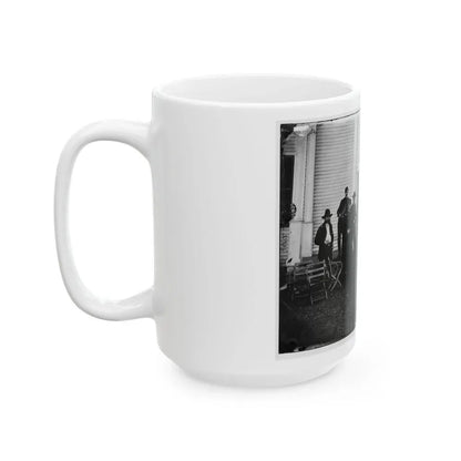 Culpeper, Va. Gen. George G. Meade And Staff On Steps Of Wallack's House (U.S. Civil War) White Coffee Mug - Go Mug Yourself