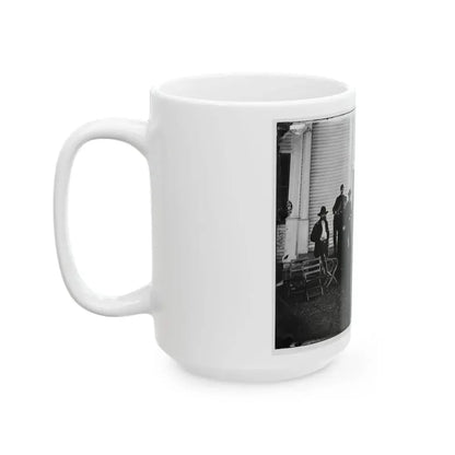 Culpeper, Va. Gen. George G. Meade And Staff On Steps Of Wallack's House (U.S. Civil War) White Coffee Mug - Go Mug Yourself