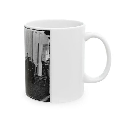 Culpeper, Va. Gen. George G. Meade And Staff On Steps Of Wallack's House (U.S. Civil War) White Coffee Mug - Go Mug Yourself