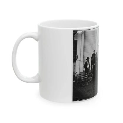 Culpeper, Va. Gen. George G. Meade And Staff On Steps Of Wallack's House (U.S. Civil War) White Coffee Mug - Go Mug Yourself