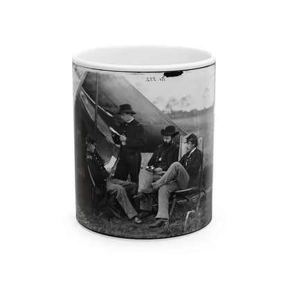 Culpeper, Virginia. Group Of Officers. Capt. Pierce, Capt. Page, Capt. Howell, Lt. Kelly. Headquarters, Army Of The Potomac (U.S. Civil War) White Coffee Mug 11oz - Go Mug Yourself