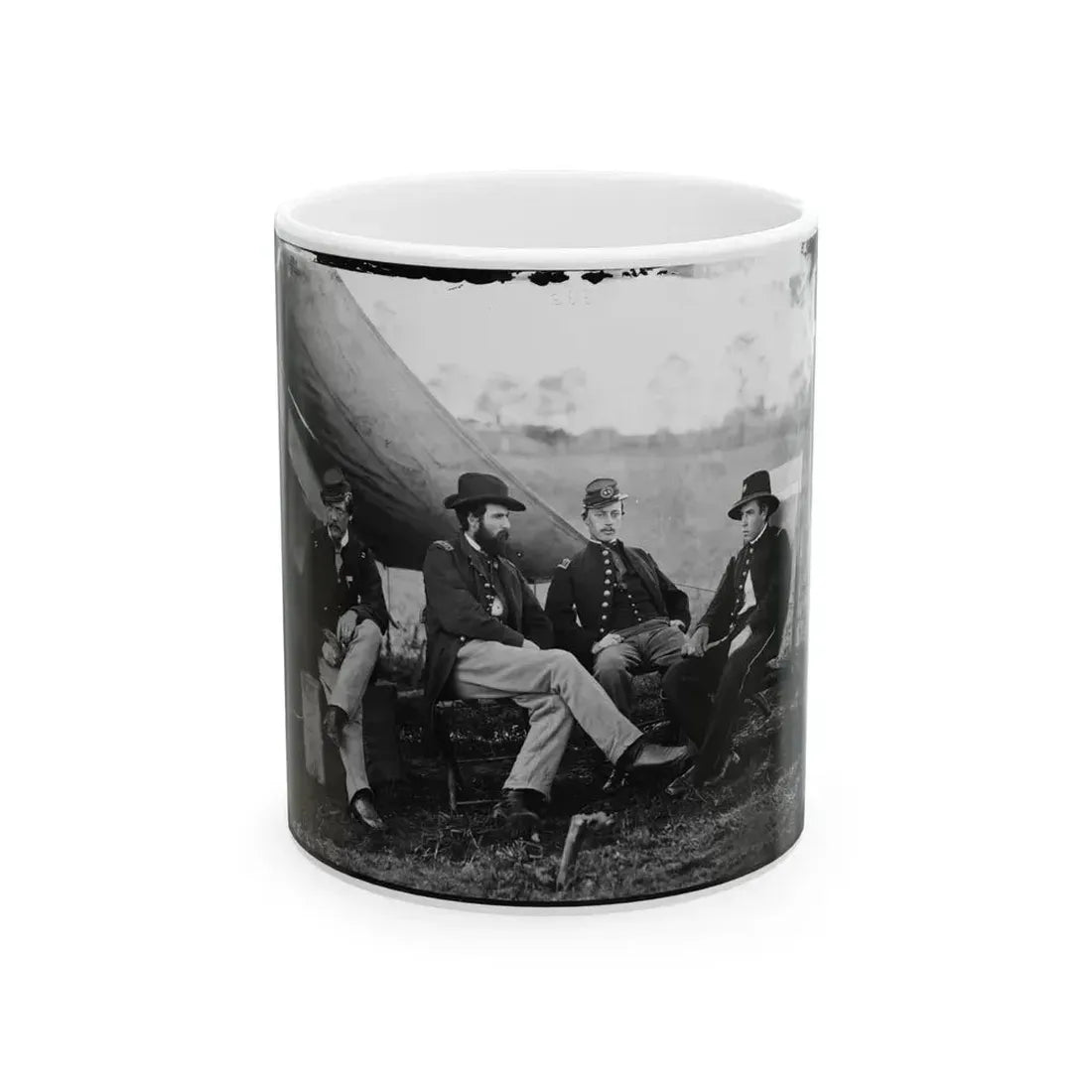 Culpeper, Virginia. Group Of Officers, Headquarters, Army Of The Potomac(2) (U.S. Civil War) White Coffee Mug 11oz - Go Mug Yourself