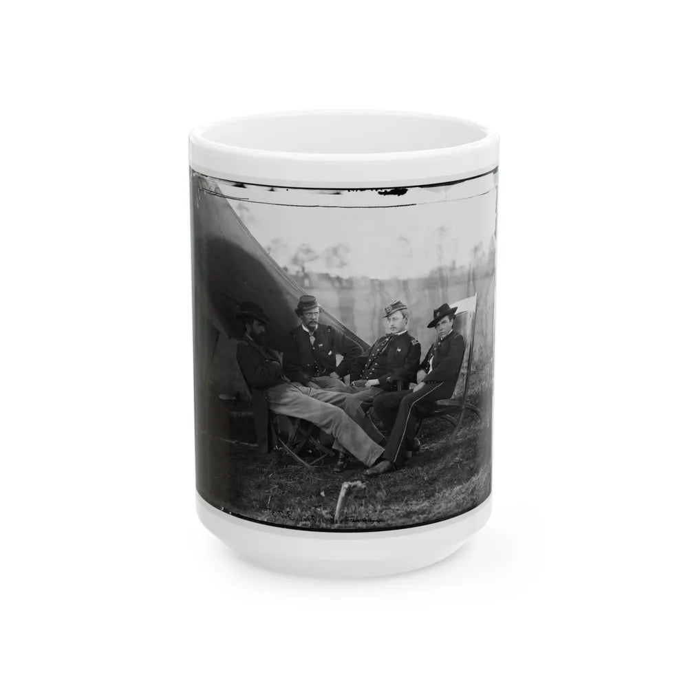 Culpeper, Virginia. Group Of Officers, Headquarters, Army Of The Potomac (U.S. Civil War) White Coffee Mug-15oz-Go Mug Yourself