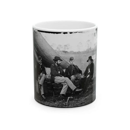 Culpeper, Virginia. Group Of Officers, Headquarters, Army Of The Potomac(2) (U.S. Civil War) White Coffee Mug-11oz-Go Mug Yourself