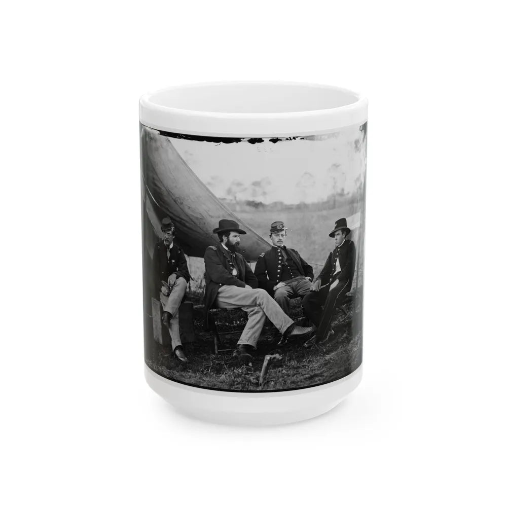 Culpeper, Virginia. Group Of Officers, Headquarters, Army Of The Potomac(2) (U.S. Civil War) White Coffee Mug-15oz-Go Mug Yourself