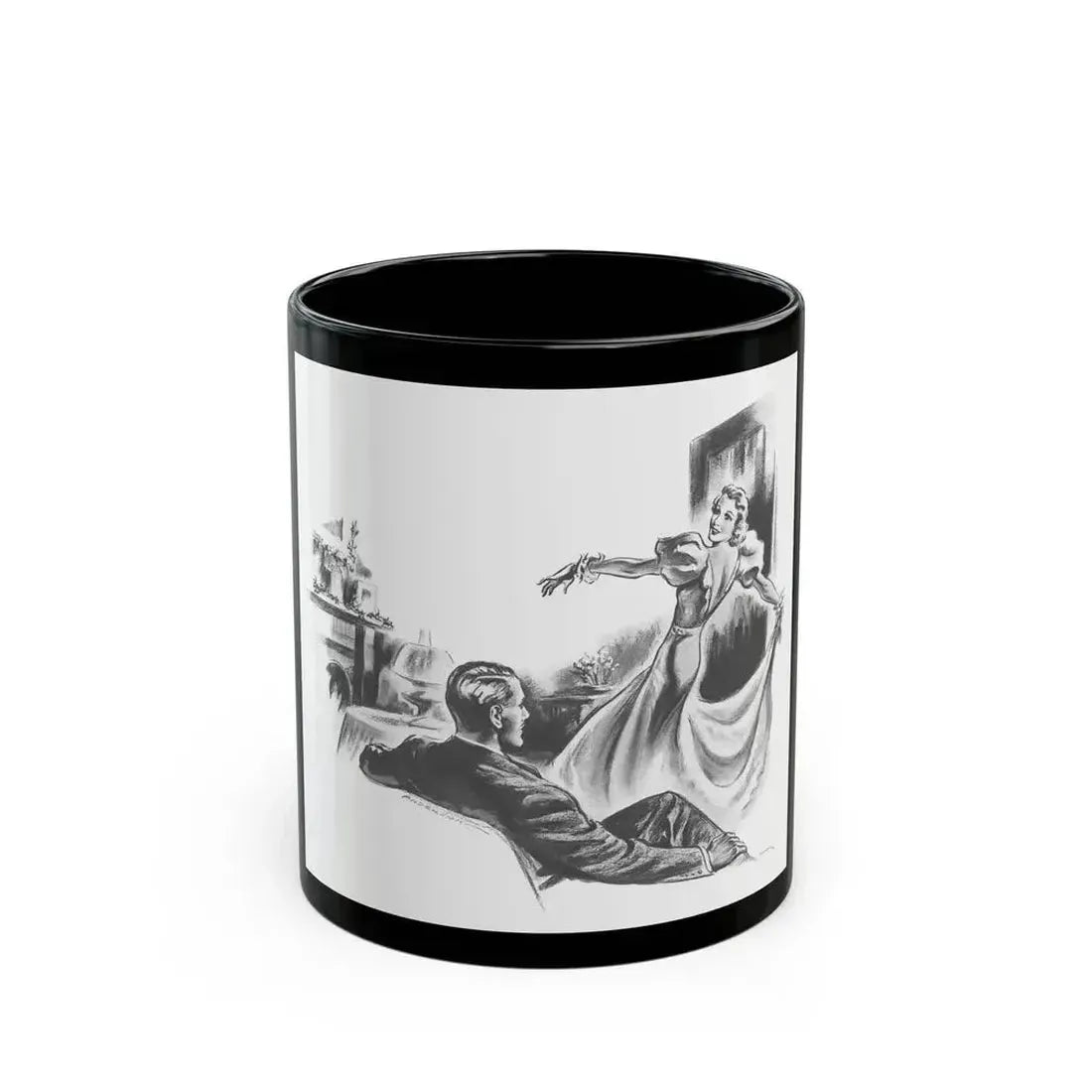 Cupid Goes Dancing by Hettie Vincent Nutbrown, Film Pictorial magazine, 1938 - Black Coffee Mug 11oz - Go Mug Yourself