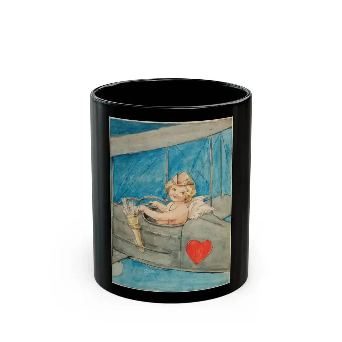 Cupid in Flight - Black Coffee Mug 11oz - Go Mug Yourself
