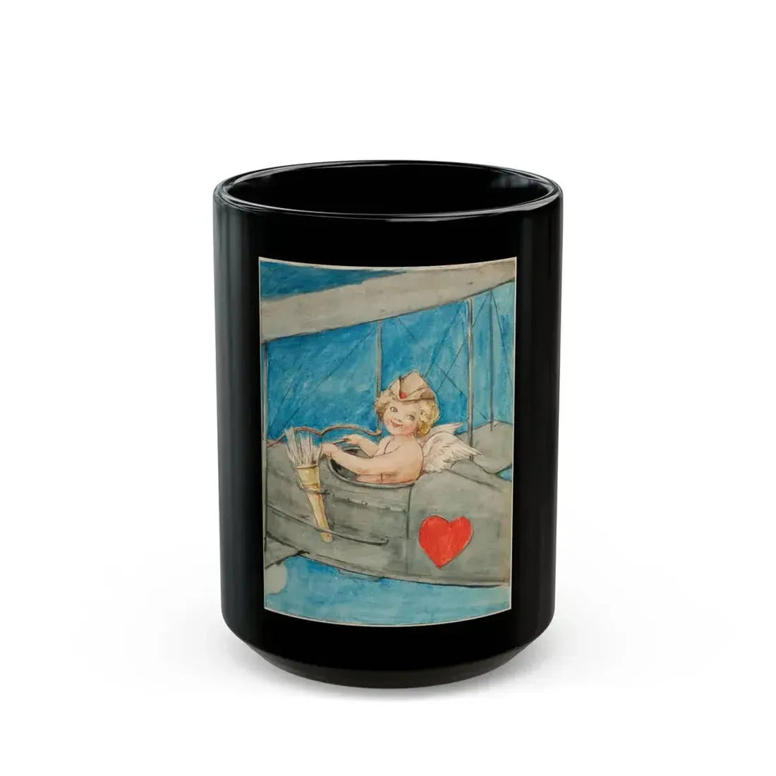Cupid in Flight - Black Coffee Mug 15oz - Go Mug Yourself