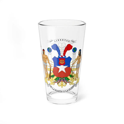 Current Coat of Arms of Chile Full Ornamented Proposal with Human Supporters (Chile) (Coat of Arms) Pint Glass 16oz 16oz - Go Mug Yourself