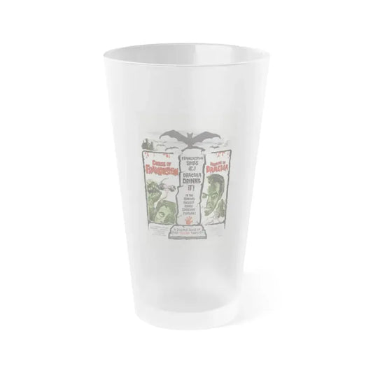 CURSE OF FRANKENSTEIN + HORROR OF DRACULA 1957 Movie Poster - Frosted Pint Glass 16oz 16oz Frosted - Go Mug Yourself