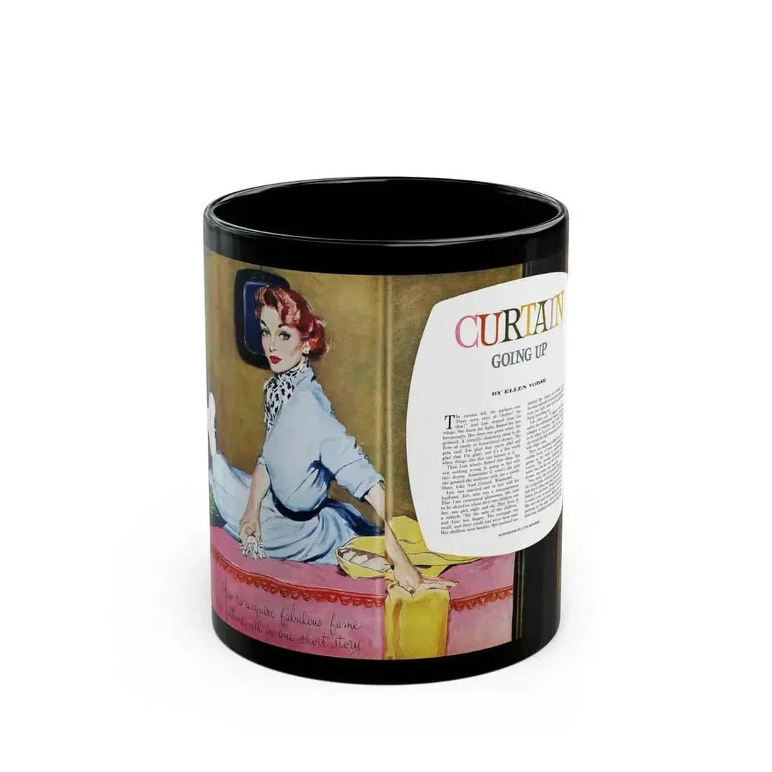 Curtain Going Up, Good Housekeeping, May 1953 - Black Coffee Mug 11oz - Go Mug Yourself