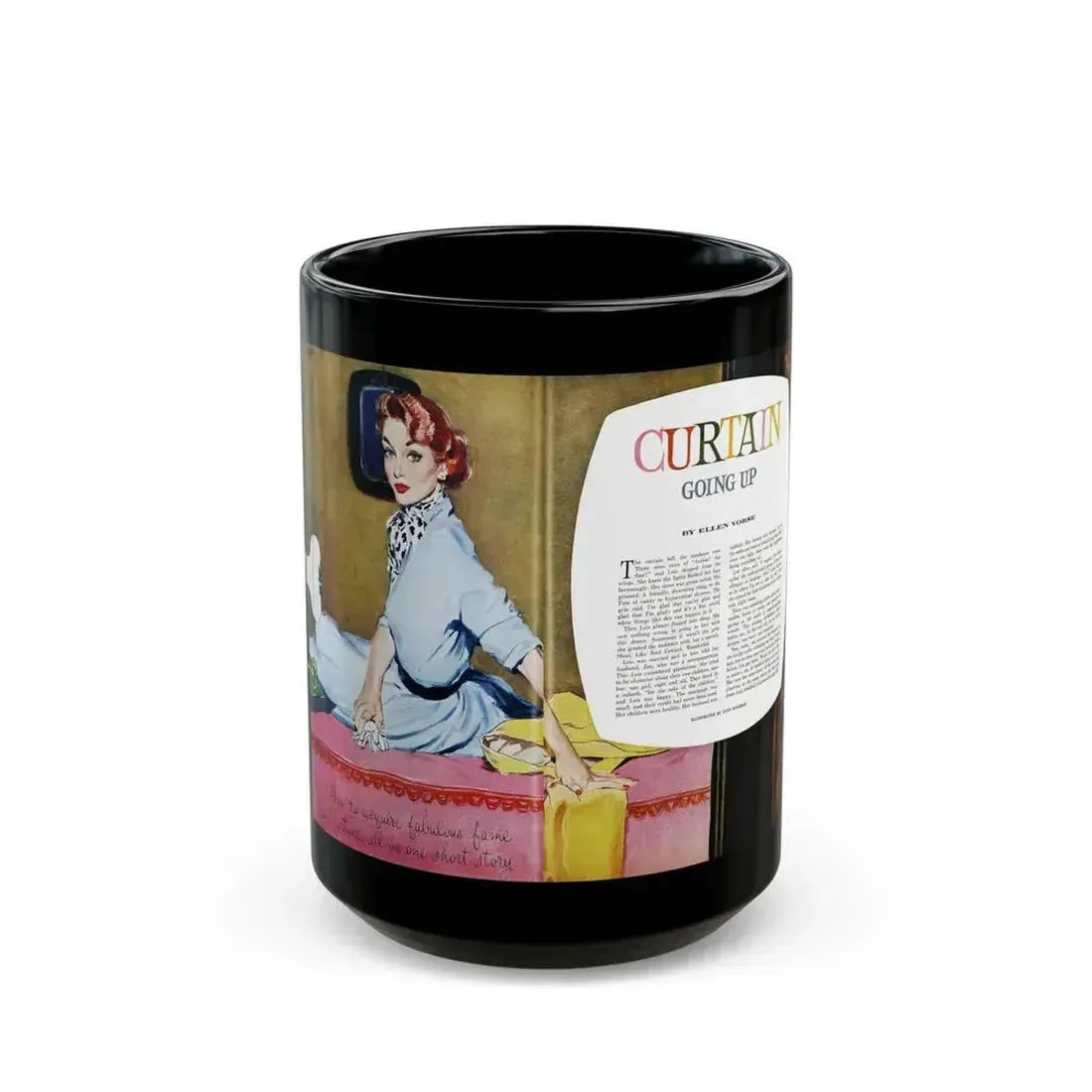 Curtain Going Up, Good Housekeeping, May 1953 - Black Coffee Mug 15oz - Go Mug Yourself