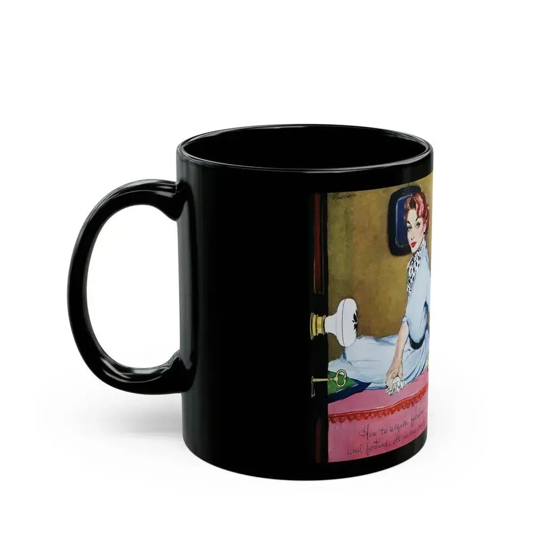 Curtain Going Up, Good Housekeeping, May 1953 - Black Coffee Mug - Go Mug Yourself