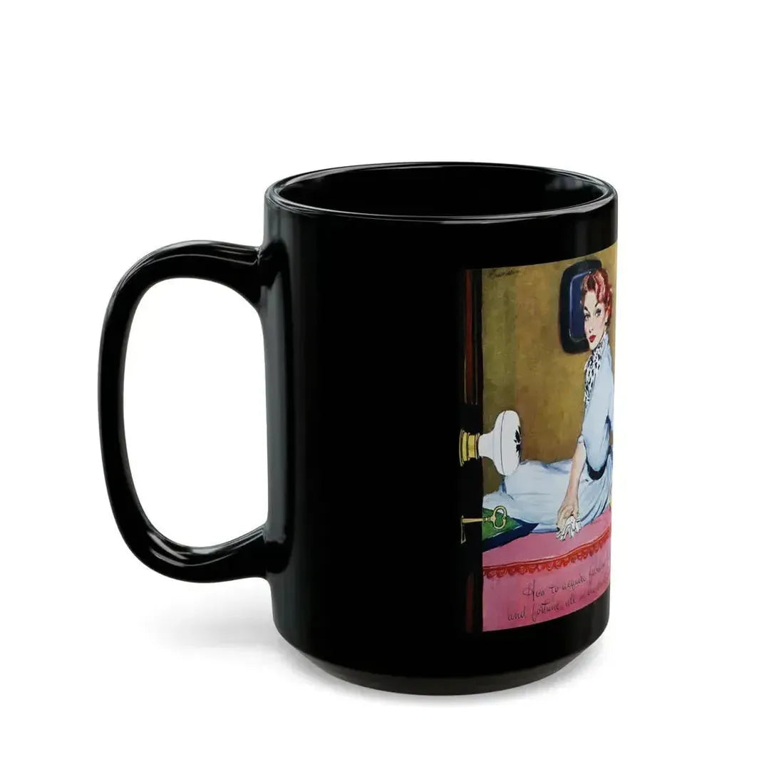 Curtain Going Up, Good Housekeeping, May 1953 - Black Coffee Mug - Go Mug Yourself