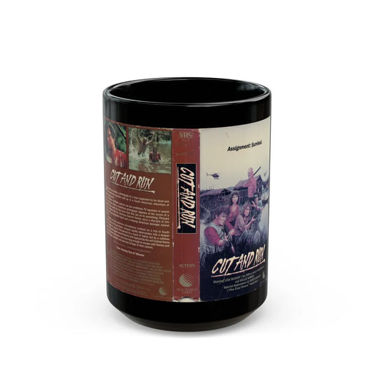 CUT AND RUN (VHS COVER) - Black Coffee Mug-15oz-Go Mug Yourself