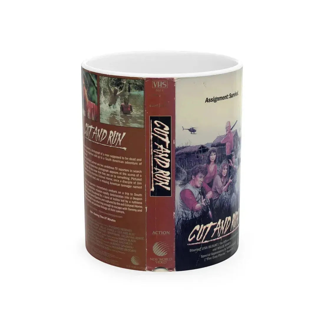CUT AND RUN (VHS COVER) - White Coffee Mug 11oz - Go Mug Yourself