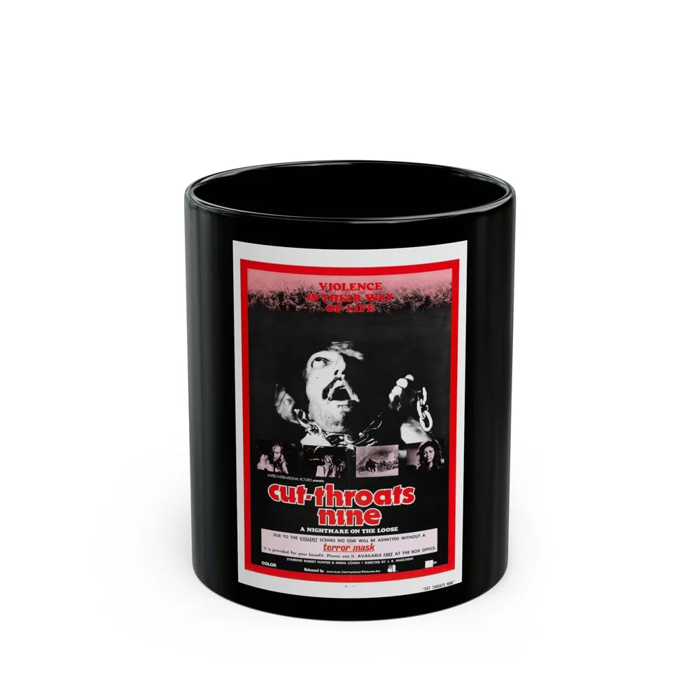 CUT THROATS NINE 1972 Movie Poster - Black Coffee Mug-11oz-Go Mug Yourself