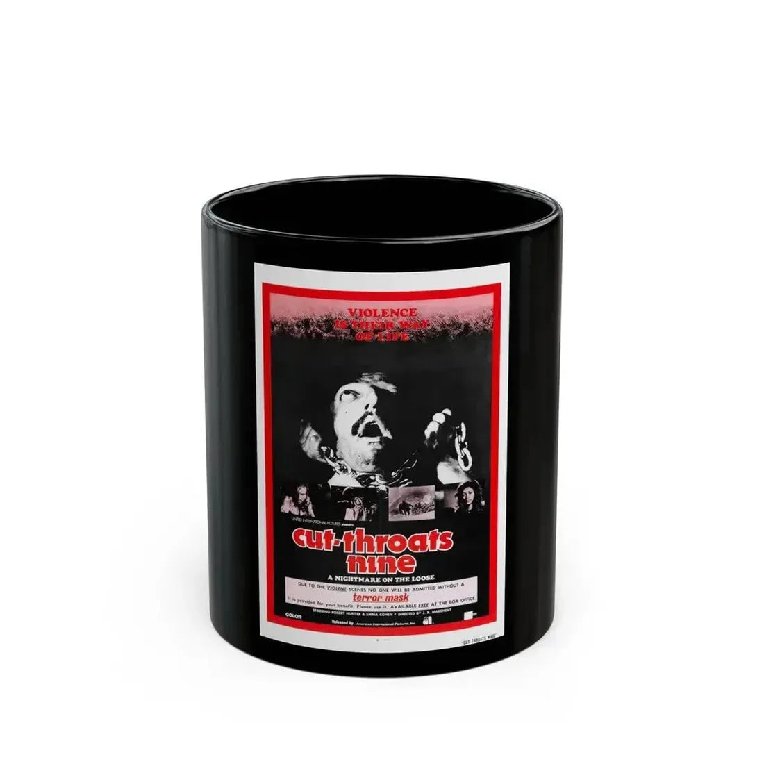 CUT THROATS NINE 1972 Movie Poster - Black Coffee Mug 11oz - Go Mug Yourself
