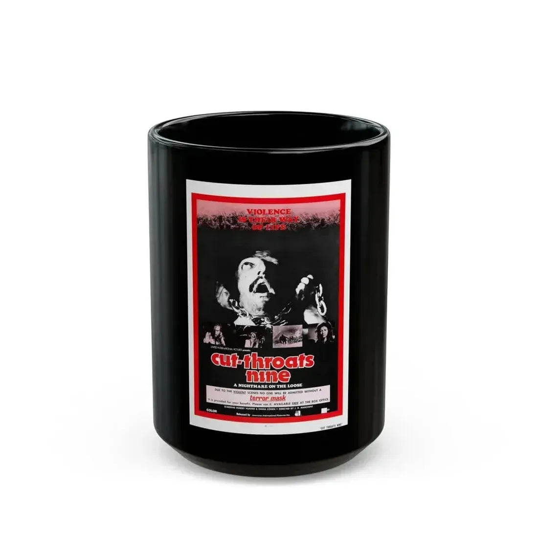 CUT THROATS NINE 1972 Movie Poster - Black Coffee Mug 15oz - Go Mug Yourself