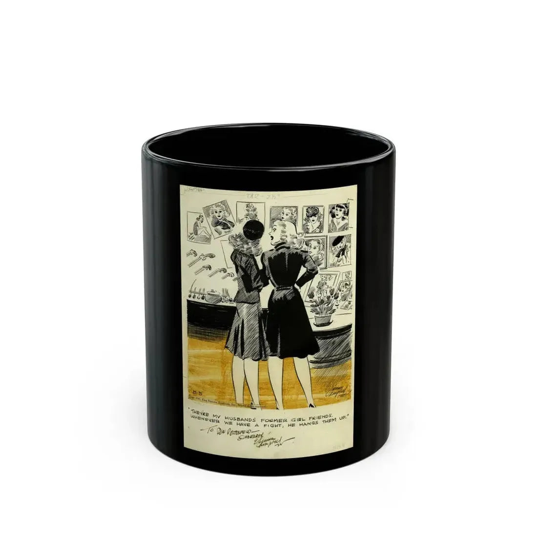 Cuties Daily Comic Strip, 1941 - Black Coffee Mug 11oz - Go Mug Yourself