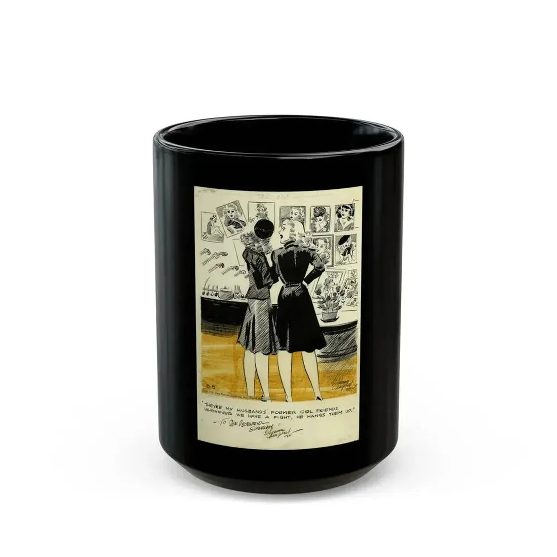 Cuties Daily Comic Strip, 1941 - Black Coffee Mug 15oz - Go Mug Yourself