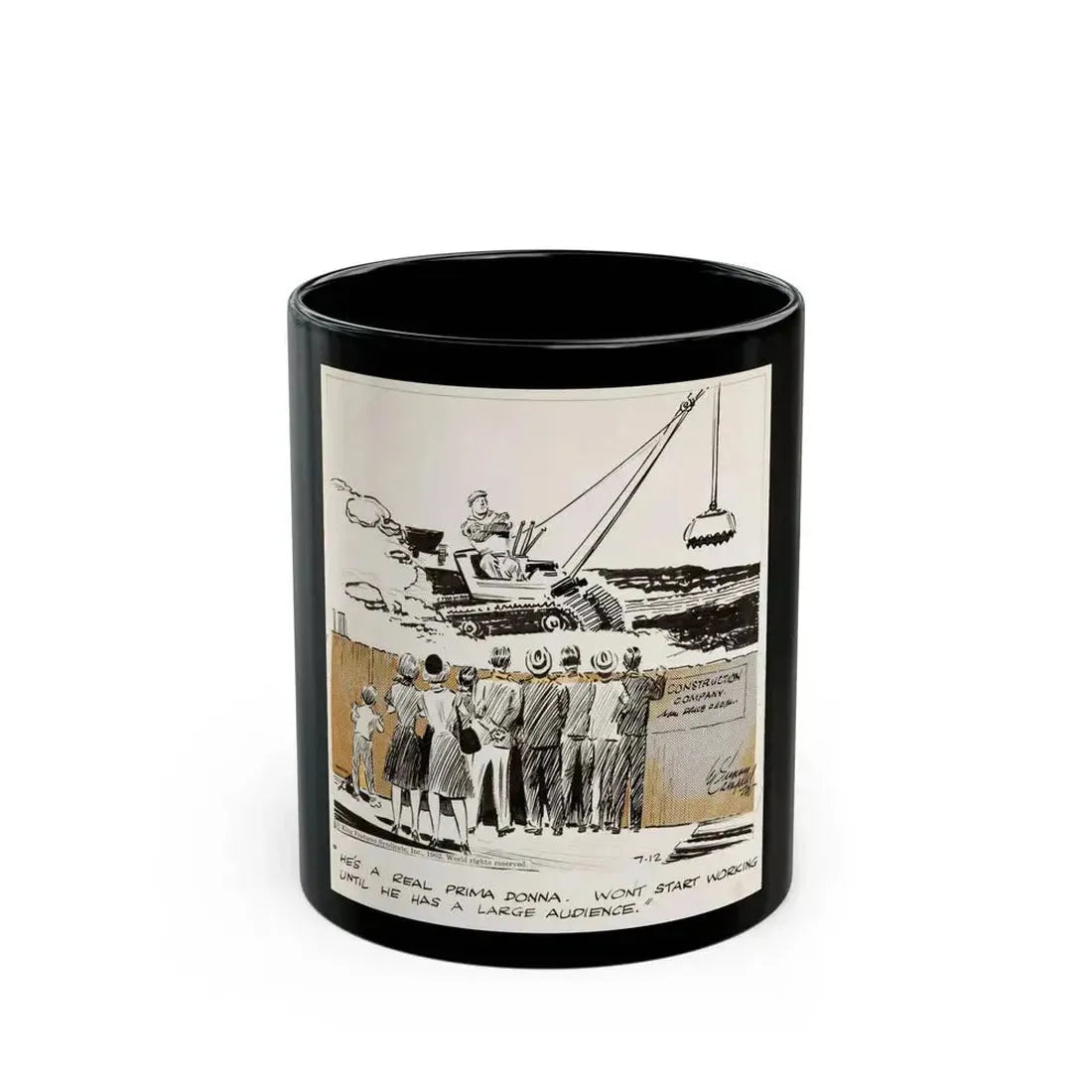 Cuties Daily Comic Strip, 1962 (2) - Black Coffee Mug 11oz - Go Mug Yourself