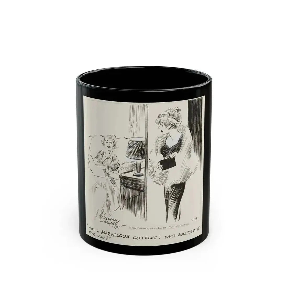 Cuties Daily Comic Strip, 1963 - Black Coffee Mug 11oz - Go Mug Yourself