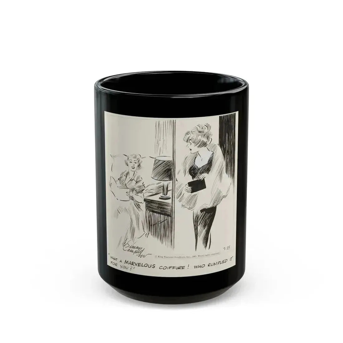 Cuties Daily Comic Strip, 1963 - Black Coffee Mug 15oz - Go Mug Yourself