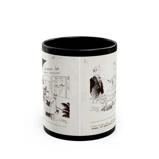 Cuties Daily Comic Strip, 1968 - Black Coffee Mug 11oz - Go Mug Yourself